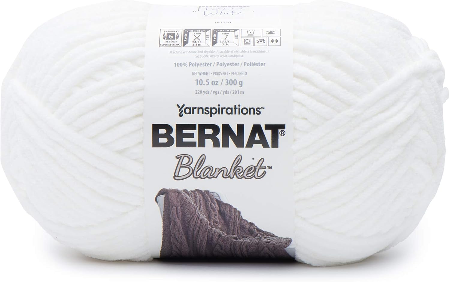 Bernat Blanket Yarn Super Bulky Soft Chenille Yarn White 2-Pack