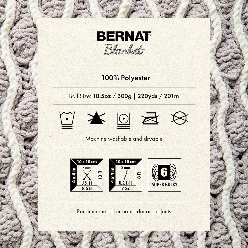 Bernat Blanket Yarn Super Bulky Soft Chenille Yarn White 2-Pack